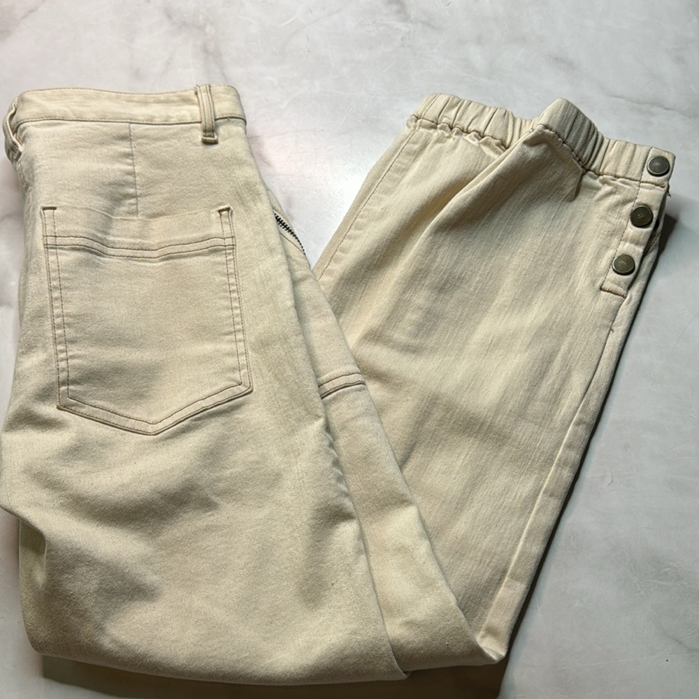 VERONICA BEARD Cardiff Cropped Denim Cargo Pants Jeans - Picture 4 of 6